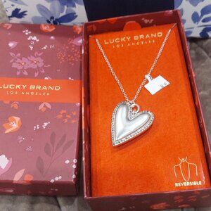 Lucky brand women's heart reversable sides  heart pendant silver new with tags